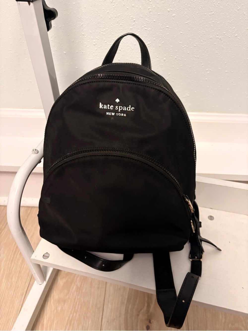kate spade Black Nylon Mini Backpack with Front Zip Pocket